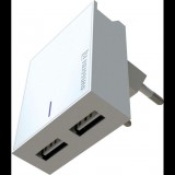 Swissten 22043000 2xUSB-A Hálózati Töltő Adapter + USB-C Kábel 1.2m 15W - Fehér (22043000)