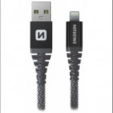 Swissten 71543010 Kevlár USB-A apa - Lightning apa Adat és töltő kábel 1.5m - Fekete (71543010)