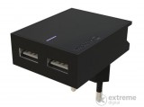 Swissten hálózati gyorstöltő adapter 2 x USB aljzat, 3A, fekete