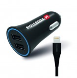 SWISSTEN szivargyújtós töltő - 2xUSB - 2,4A