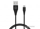 Swissten Type-C Huawei SuperCharge adat- és töltőkábel, fekete, 1,5m