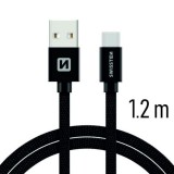 Swissten USB-A apa - USB-C apa 2.0 Adat és töltő kábel - Fekete (1.2m) (71521201)