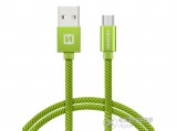 Swissten USB - micro USB adat- és töltőkábel, zöld, 1,2m