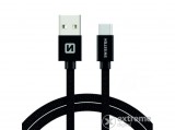 Swissten USB - USB-C adat- és töltőkábel, fekete, 2m