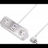 Sygonix SY-4538256 Hálózati elosztó 2 részes Fehér Védőérintkezős 1,4m (SY-4538256)