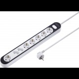 Sygonix védőérintkezős 8 részes elosztó kapcsolóval fehér fekete (SY-4538274) (SY4538274)