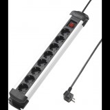 Sygonix védőérintkezős 8 részes hálózati elosztó fekete ezüst (SY-4538258) (SY4538258)