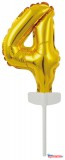 Számok Arany Gold 4-es szám fólia lufi tortára 13 cm