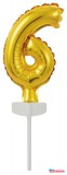 Számok Arany Gold 6-os szám fólia lufi tortára 13 cm