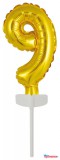 Számok Arany Gold 9-es szám fólia lufi tortára 13 cm