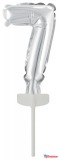 Számok Ezüst Silver 7-es szám fólia lufi tortára 13 cm