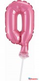 Számok Rózsaszín 0-ás Pink szám fólia lufi tortára 13 cm