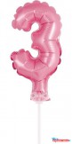 Számok Rózsaszín 3-as Pink szám fólia lufi tortára 13 cm