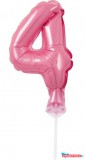 Számok Rózsaszín 4-es Pink szám fólia lufi tortára 13 cm