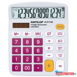 Számológép asztali 14 számjegy nagy, döntött kijelző bordó gombok fehér száml, ap Antilop A-2114C