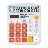 Számológép asztali 14 számjegy nagy, döntött kijelzõ narancs gombok fehér száml, ap Antilop A-2114C