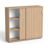 Szekrény, 3 rendező magas, tolóajtós, polcos, MAYAH Freedom SV-13, kőris (IBXSZ13K)