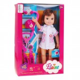 Szép-Divatos Nővérke Baba Sztetoszkóppal-Lázmérővel-Fecskendővel-Kiegészítőkkel-31 cm