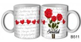 Szerelmes bögre, szeretlek, 3 szál rózsa
