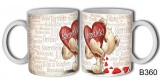 Szerelmes bögre, szeretlek, barna maci szívvel