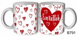 Szerelmes bögre, szeretlek, sok-sok szív fehér alapon
