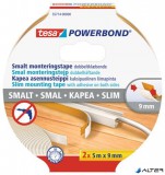 Szerelőszalag, keskeny, 2 x 9 mm x 5 m, TESA, "Powerbond"