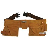 Szerszámtartó öv, sok zsebes, hasított bőr; sok zsebes, műanyag csattal (416)