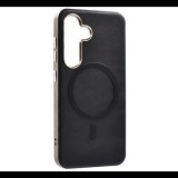 Szilikon telefonvédő (ECO bőr hatású hátlap, karcolásmentesítő belső, fém kameravédő, MagSafe, prémium) FEKETE Samsung Galaxy A36 5G (SM-A366) "Gigapack csomagolás" (GP-170083) (GP-170083)