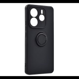 Szilikon telefonvédő (tartógyűrű, mikrofiber plüss belső, mágneses, kameravédő) FEKETE Xiaomi Redmi Note 14 5G "Gigapack csomagolás" (GP-166871) (GP-166871)