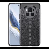 Szilikon telefonvédő (ütésállóság, bőr hatású, varrás minta) FEKETE Honor Magic 6 Pro "Gigapack csomagolás" (GP-155468) (GP-155468)