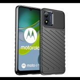 Szilikon telefonvédő (ütésállóság, csíkos, dombor minta) FEKETE Motorola Moto E13 (XT-2345) "Gigapack csomagolás" (GP-136729) (GP-136729)