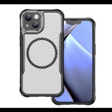 Szilikon telefonvédő (ütésállóság, légpárnás sarok, kameravédő, karbon minta, MagSafe) FEKETE Apple iPhone 13 "Gigapack csomagolás" (GP-168565) (GP-168565)