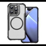 Szilikon telefonvédő (ütésállóság, légpárnás sarok, kameravédő, karbon minta, MagSafe) FEKETE Apple iPhone 14 Pro "Gigapack csomagolás" (GP-168568) (GP-168568)