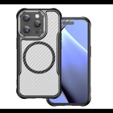 Szilikon telefonvédő (ütésállóság, légpárnás sarok, kameravédő, karbon minta, MagSafe) FEKETE Apple iPhone 17 Pro "Gigapack csomagolás" (GP-173670) (GP-173670)