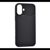 Szilikon telefonvédő (ütésállóság, légpárnás sarok, karbon minta) FEKETE Apple iPhone 16 "Gigapack csomagolás" (GP-160151) (GP-160151)