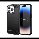 Szilikon telefonvédő (ütésállóság, légpárnás sarok, szálcsiszolt, karbon minta) FEKETE Apple iPhone 15 "Gigapack csomagolás" (GP-142989) (GP-142989)