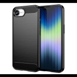 Szilikon telefonvédő (ütésállóság, légpárnás sarok, szálcsiszolt, karbon minta) FEKETE Apple iPhone 16e "Gigapack csomagolás" (GP-165205) (GP-165205)