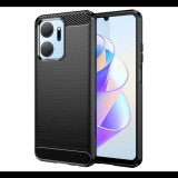 Szilikon telefonvédő (ütésállóság, légpárnás sarok, szálcsiszolt, karbon minta) FEKETE Honor X7a "Gigapack csomagolás" (GP-136871) (GP-136871)