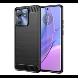 Szilikon telefonvédő (ütésállóság, légpárnás sarok, szálcsiszolt, karbon minta) FEKETE Motorola Edge 40 5G (XT2303) "Gigapack csomagolás" (GP-148766) (GP-148766)