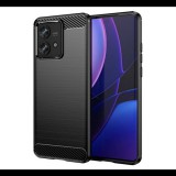 Szilikon telefonvédő (ütésállóság, légpárnás sarok, szálcsiszolt, karbon minta) FEKETE Motorola Edge 40 Neo 5G (XT2307-1) "Gigapack csomagolás" (GP-148770) (GP-148770)