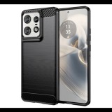 Szilikon telefonvédő (ütésállóság, légpárnás sarok, szálcsiszolt, karbon minta) FEKETE Motorola Edge 50 Pro 5G (XT2403-1) "Gigapack csomagolás" (GP-158645) (GP-158645)