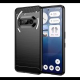 Szilikon telefonvédő (ütésállóság, légpárnás sarok, szálcsiszolt, karbon minta) FEKETE Nothing Phone (3a) "Gigapack csomagolás" (GP-168061) (GP-168061)