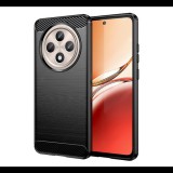 Szilikon telefonvédő (ütésállóság, légpárnás sarok, szálcsiszolt, karbon minta) FEKETE Oppo Reno 12 FS 5G "Gigapack csomagolás" (GP-163929) (GP-163929)