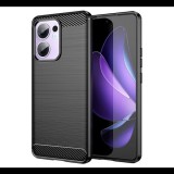 Szilikon telefonvédő (ütésállóság, légpárnás sarok, szálcsiszolt, karbon minta) FEKETE Oppo Reno 13 F 5G "Gigapack csomagolás" (GP-167782) (GP-167782)