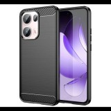 Szilikon telefonvédő (ütésállóság, légpárnás sarok, szálcsiszolt, karbon minta) FEKETE Oppo Reno 13 Pro "Gigapack csomagolás" (GP-167781) (GP-167781)