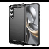 Szilikon telefonvédő (ütésállóság, légpárnás sarok, szálcsiszolt, karbon minta) FEKETE Samsung Galaxy S25 FE (SM-S731) "Gigapack csomagolás" (GP-172582) (GP-172582)