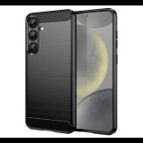 Szilikon telefonvédő (ütésállóság, légpárnás sarok, szálcsiszolt, karbon minta) FEKETE Samsung Galaxy S25 Plus (SM-S936) "Gigapack csomagolás" (GP-166764) (GP-166764)