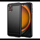 Szilikon telefonvédő (ütésállóság, légpárnás sarok, szálcsiszolt, karbon minta) FEKETE Samsung Galaxy Xcover 7 Pro (SM-G766) "Gigapack csomagolás" (GP-169308) (GP-169308)