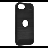 Szilikon telefonvédő (ütésállóság, légpárnás sarok, szálcsiszolt, karbon minta, logó kivágás) FEKETE Apple iPhone 16e "Gigapack csomagolás" (GP-169164) (GP-169164)