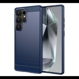 Szilikon telefonvédő (ütésállóság, légpárnás sarok, szálcsiszolt, karbon minta) SÖTÉTKÉK Samsung Galaxy S25 Ultra (SM-S938) "Gigapack csomagolás" (GP-165210) (GP-165210)